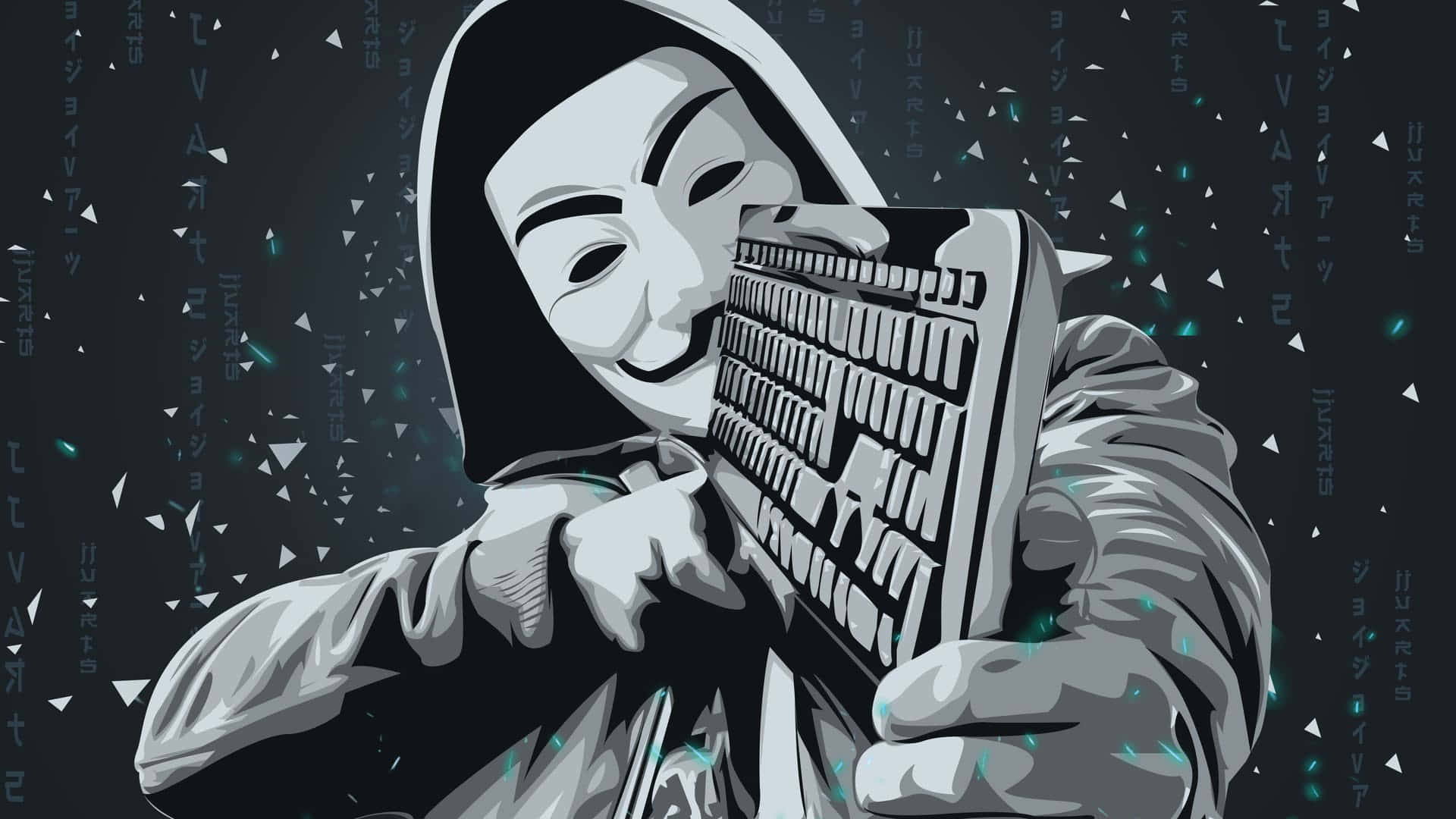 Anonymous hacker in the shadows