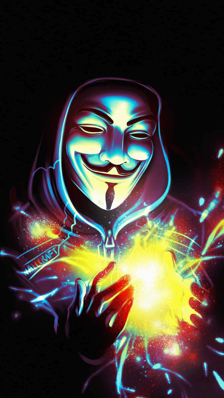 A Man In A Mask With A Glowing Light Wallpaper