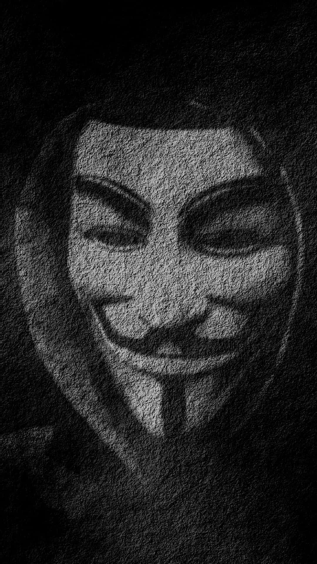 En sort og hvid billed af en V for Vendetta-inspireret maske Wallpaper