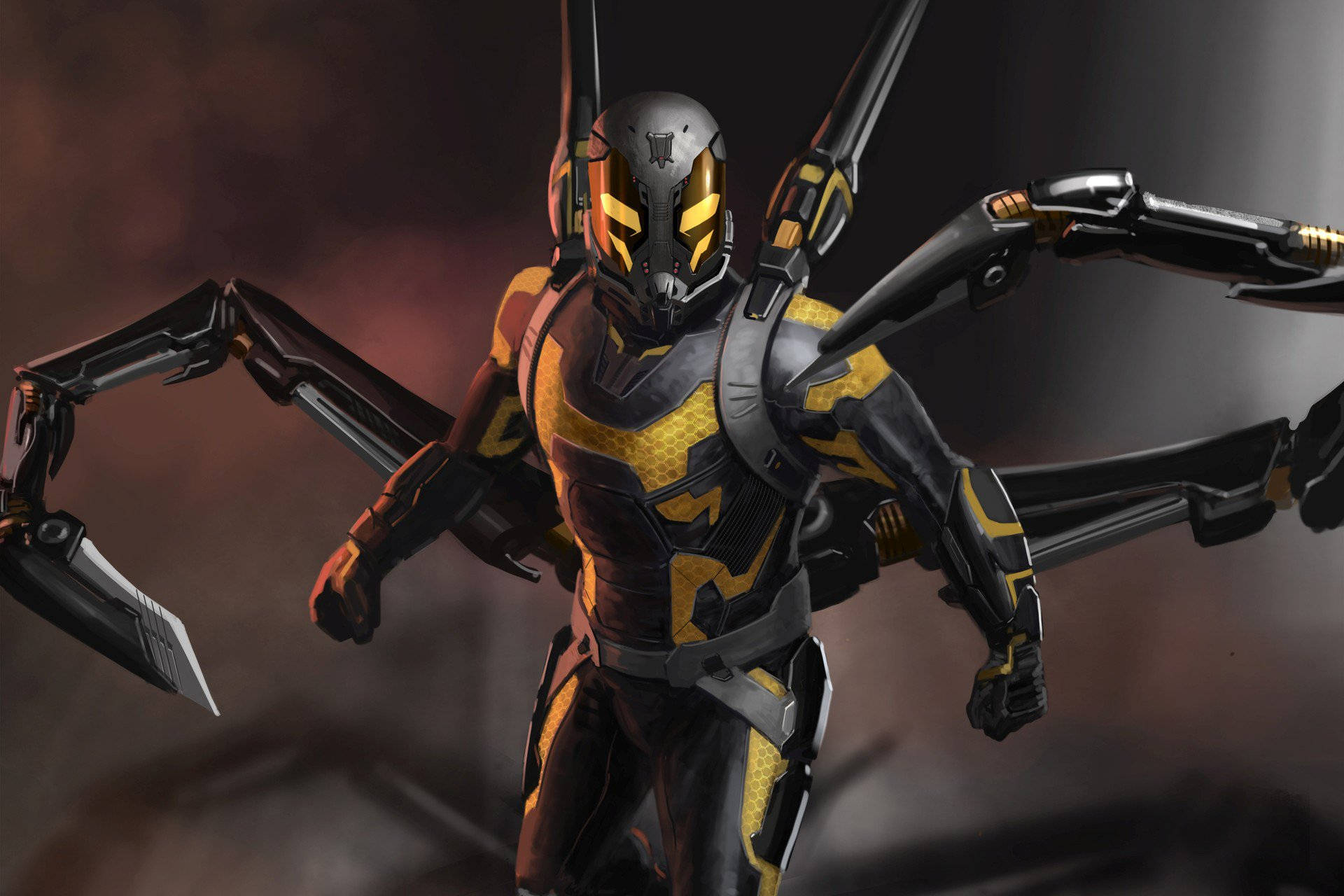 Ant-Man Battles Yellowjacket – Intense Superhero Showdown Wallpaper