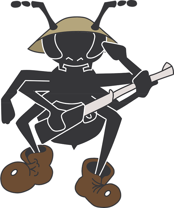 Ant_ Playing_ Guitar_ Vector_ Art PNG