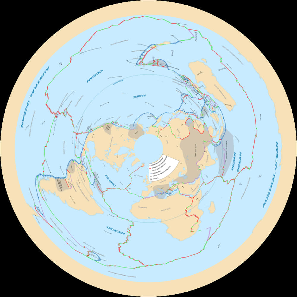 Antarctic Centric World Map PNG