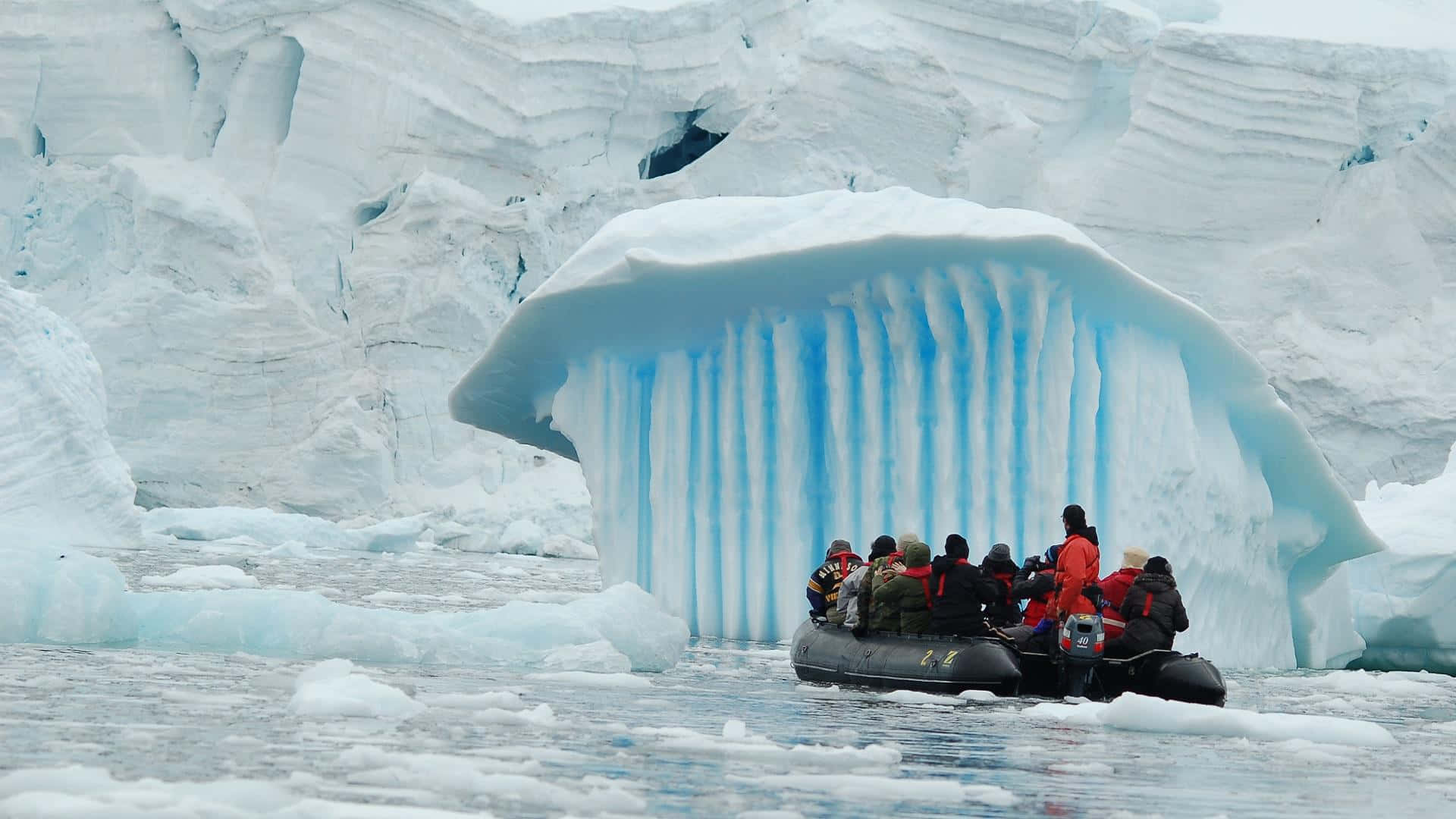 Incredible views of icebergs near the coast of Antarctica