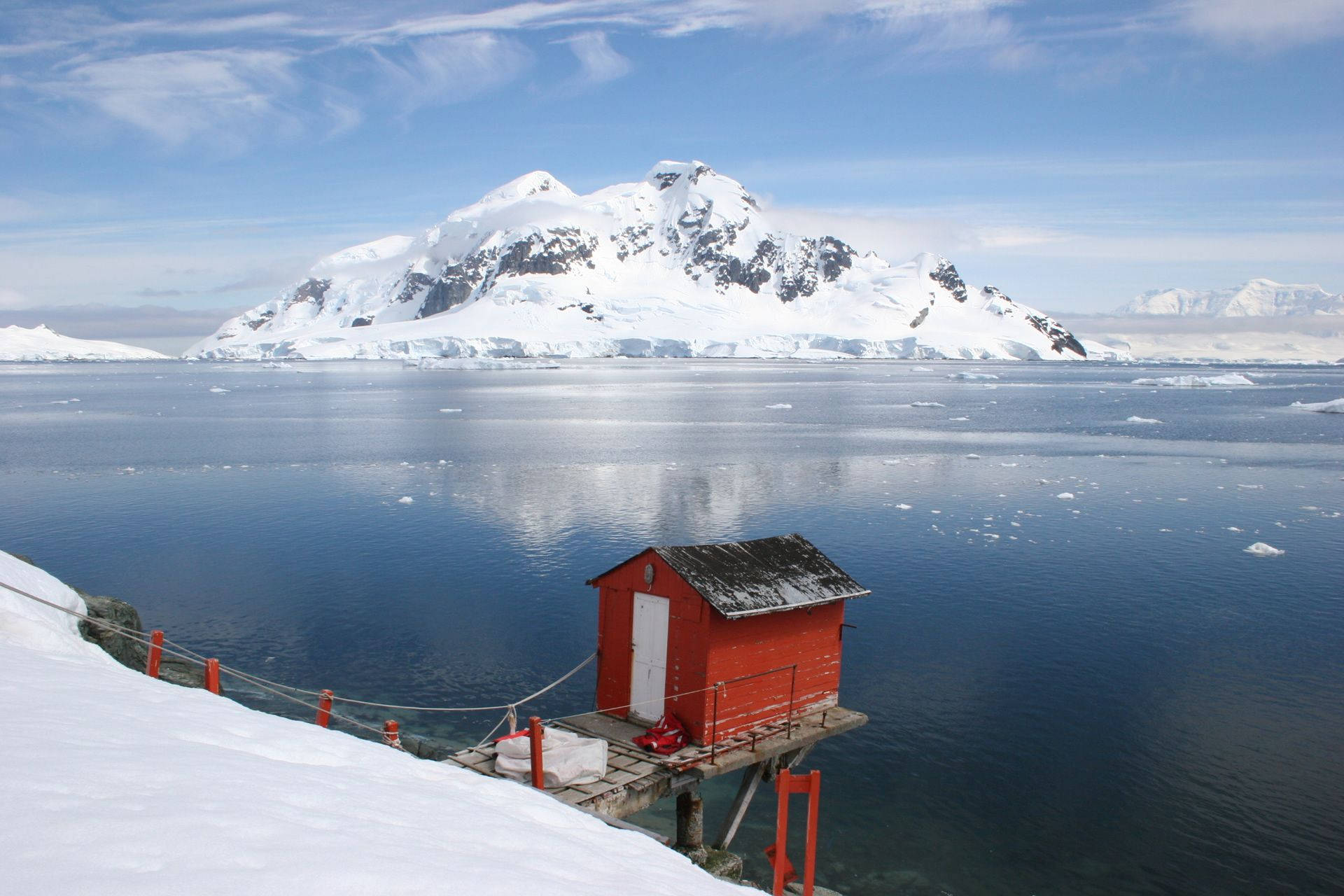 Antarctica Small Red Cabin Wallpaper