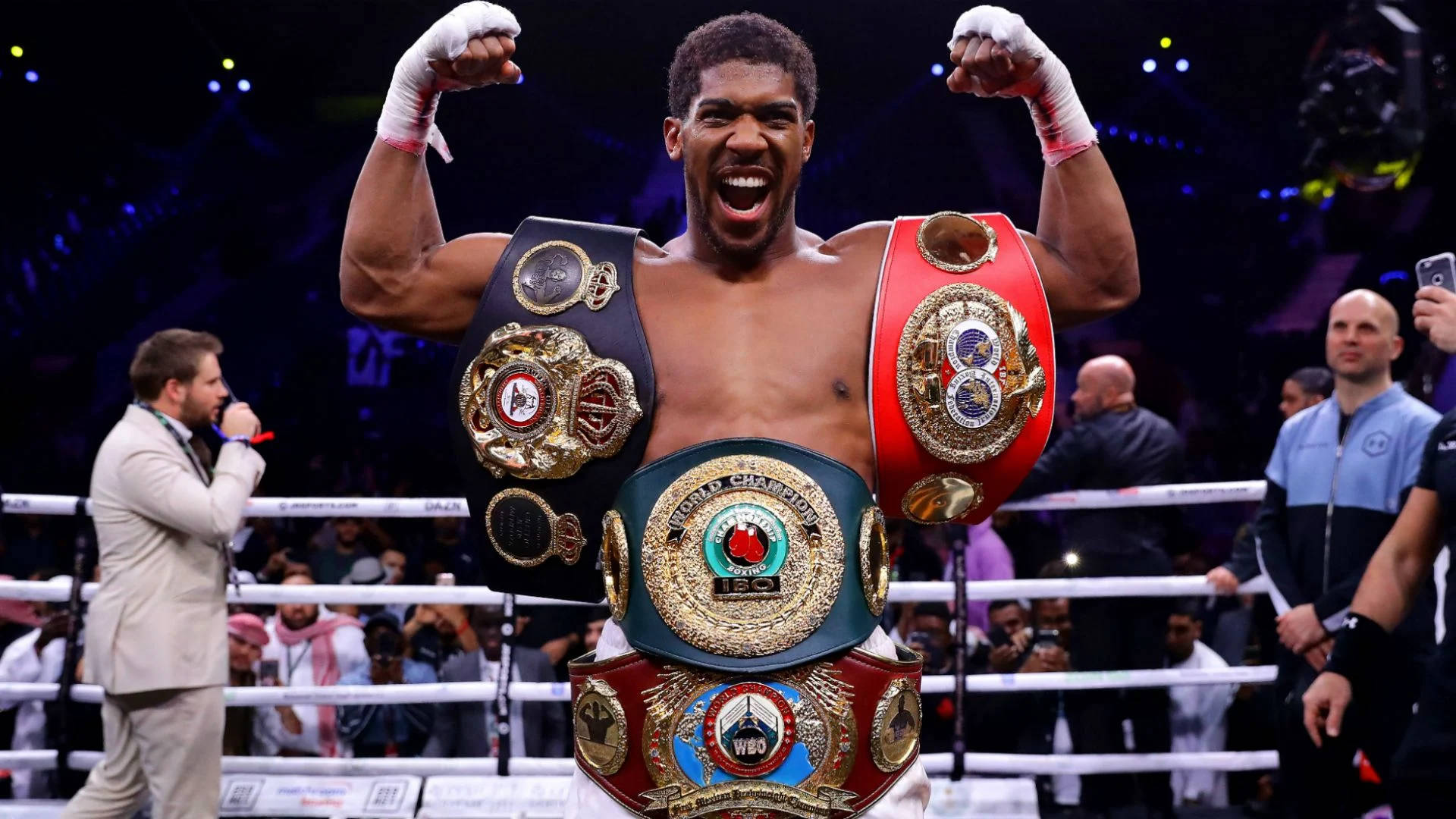 Anthony Joshua Covered Four Belts Wallpaper