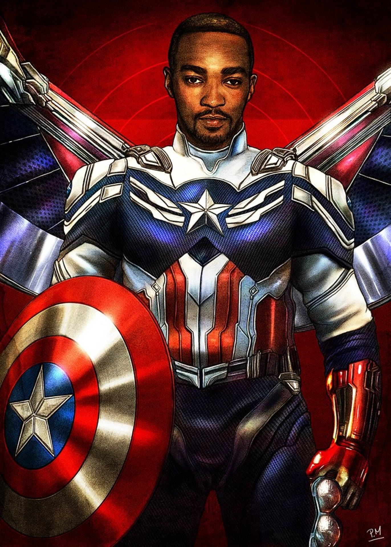 Anthony Mackie Captain America Fan Art Wallpaper
