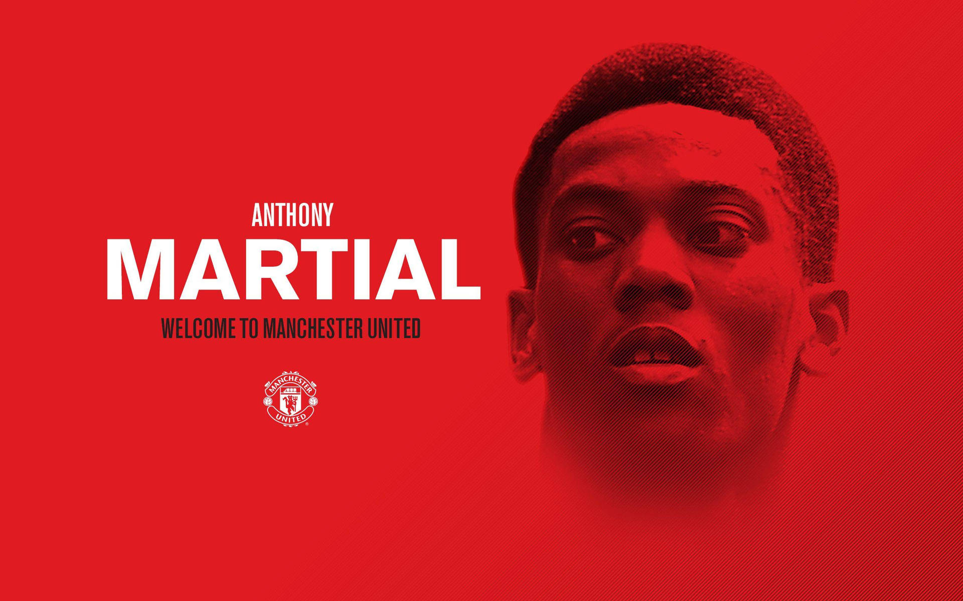 Anthony Martial Welcome Red Background Wallpaper