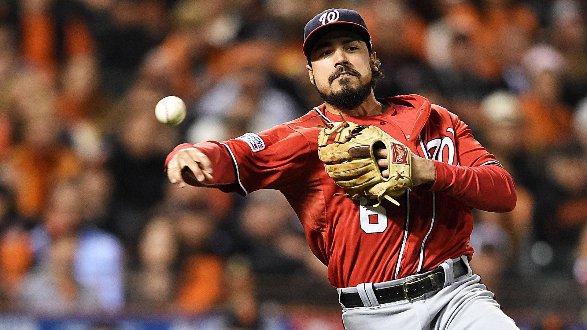 Anthony Rendon Throwing Ball In Red Uniform