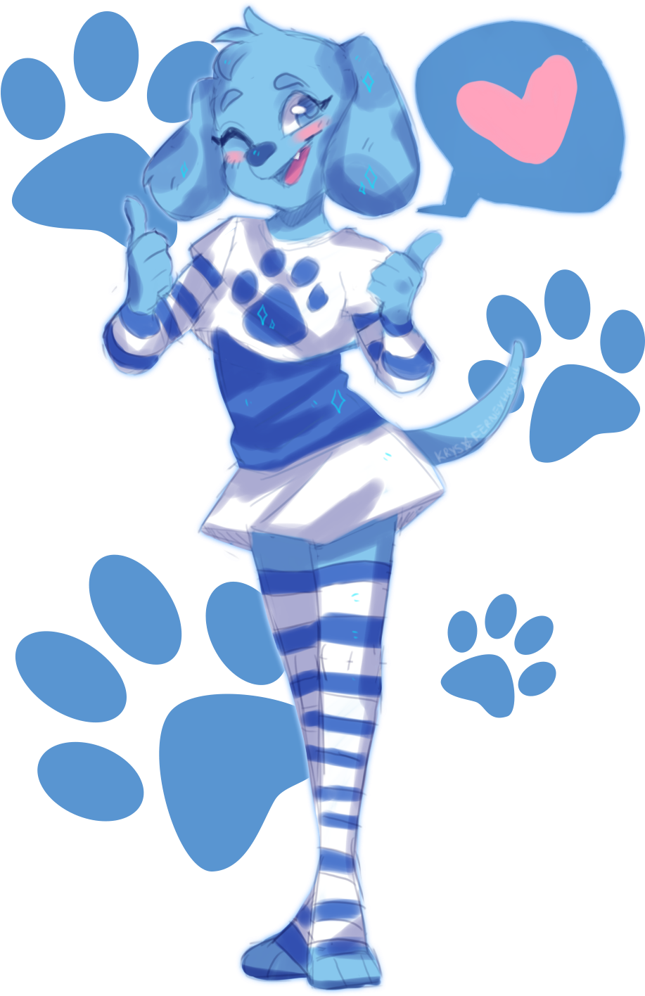 Anthropomorphic Blue Dog Cartoon Character PNG