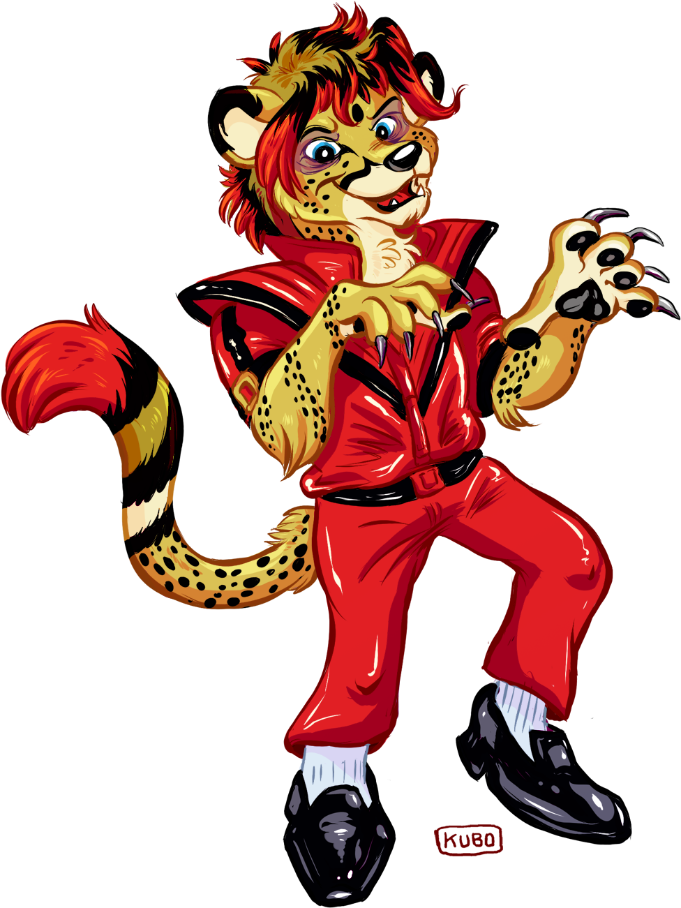 Anthropomorphic Cheetah Michael Jackson Thriller Outfit PNG
