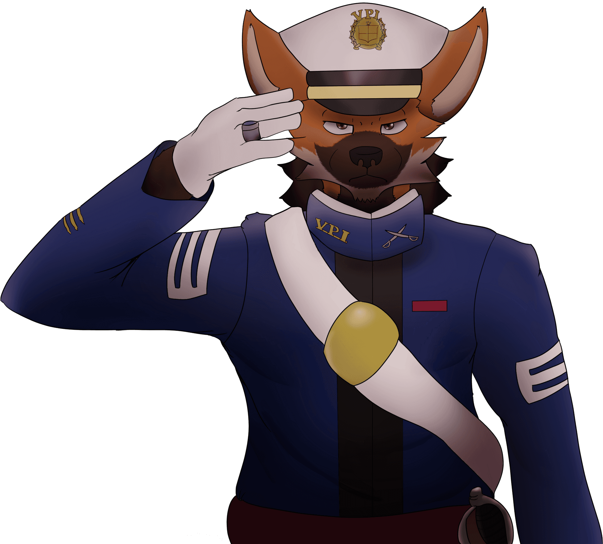 Anthropomorphic Fox Officer Saluting PNG