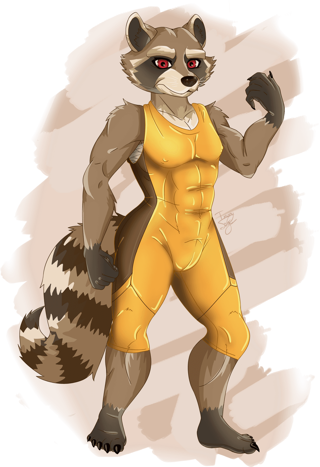 Anthropomorphic Raccoon Athlete Illustration PNG