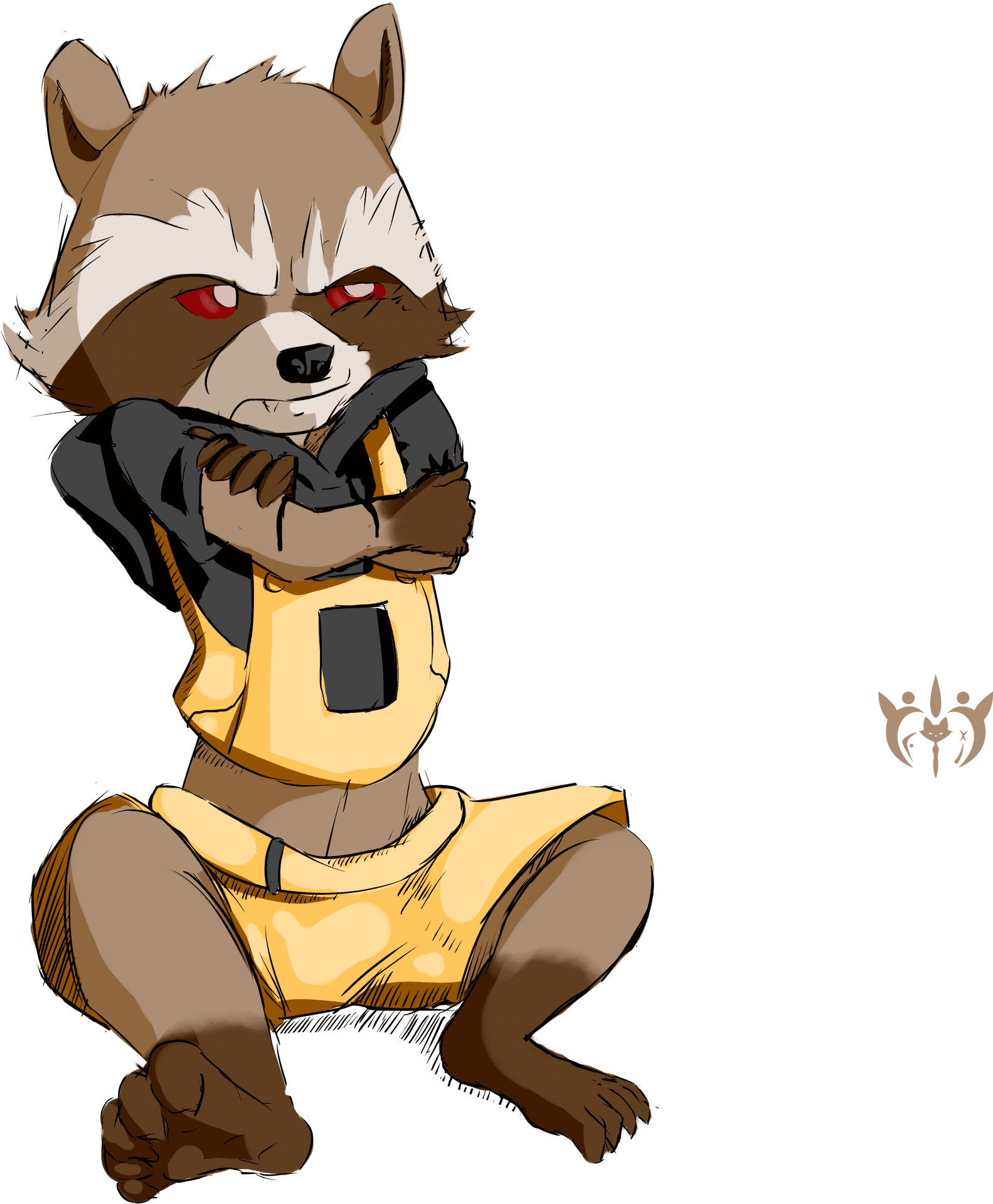 Anthropomorphic Raccoon Character Art SVG