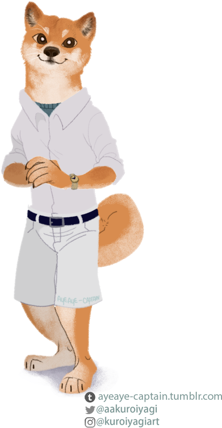 Anthropomorphic Shiba Inu Cartoon Character PNG