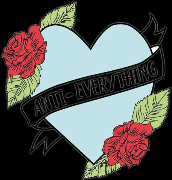 Anti Everything Heart Tattoo Design PNG