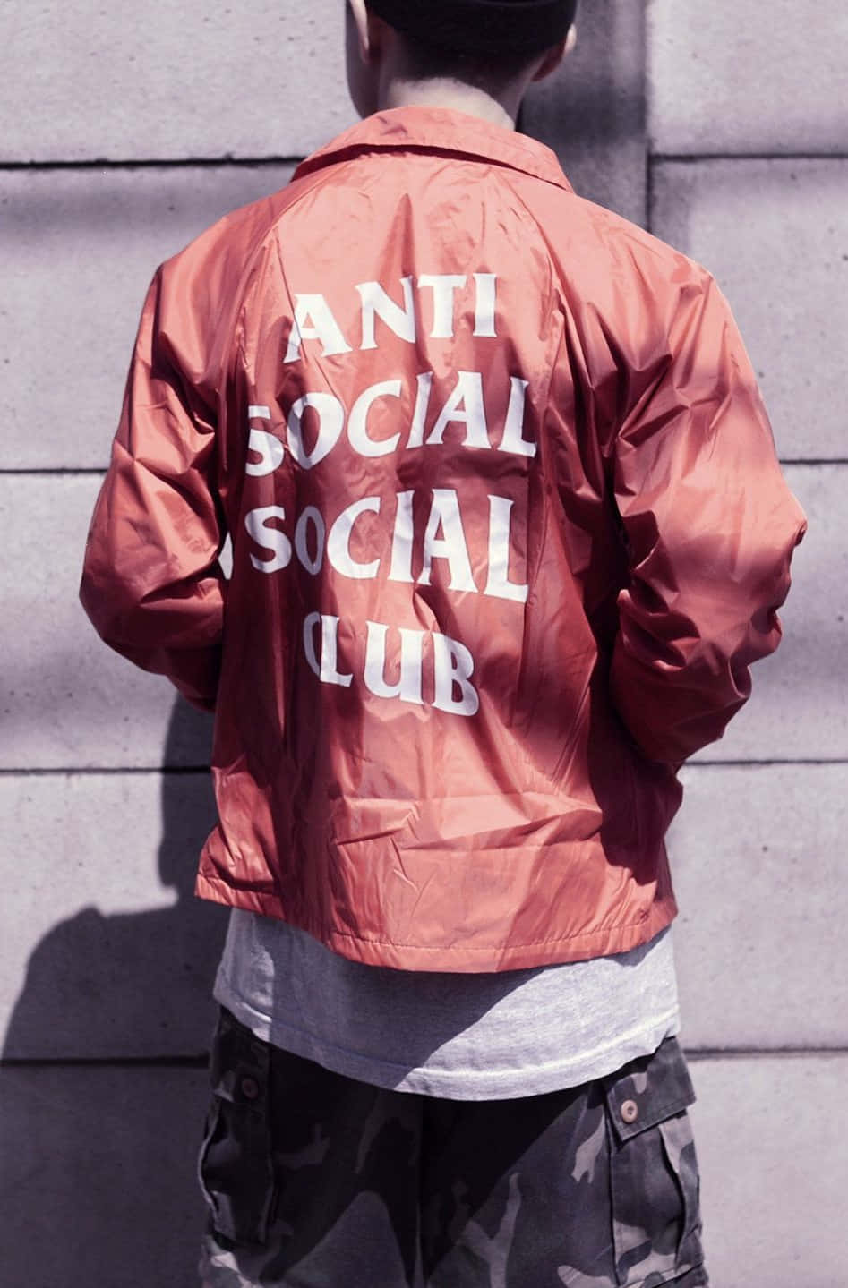 Red Jacket With Logo Of Anti Social Club Iphone Wallpaper