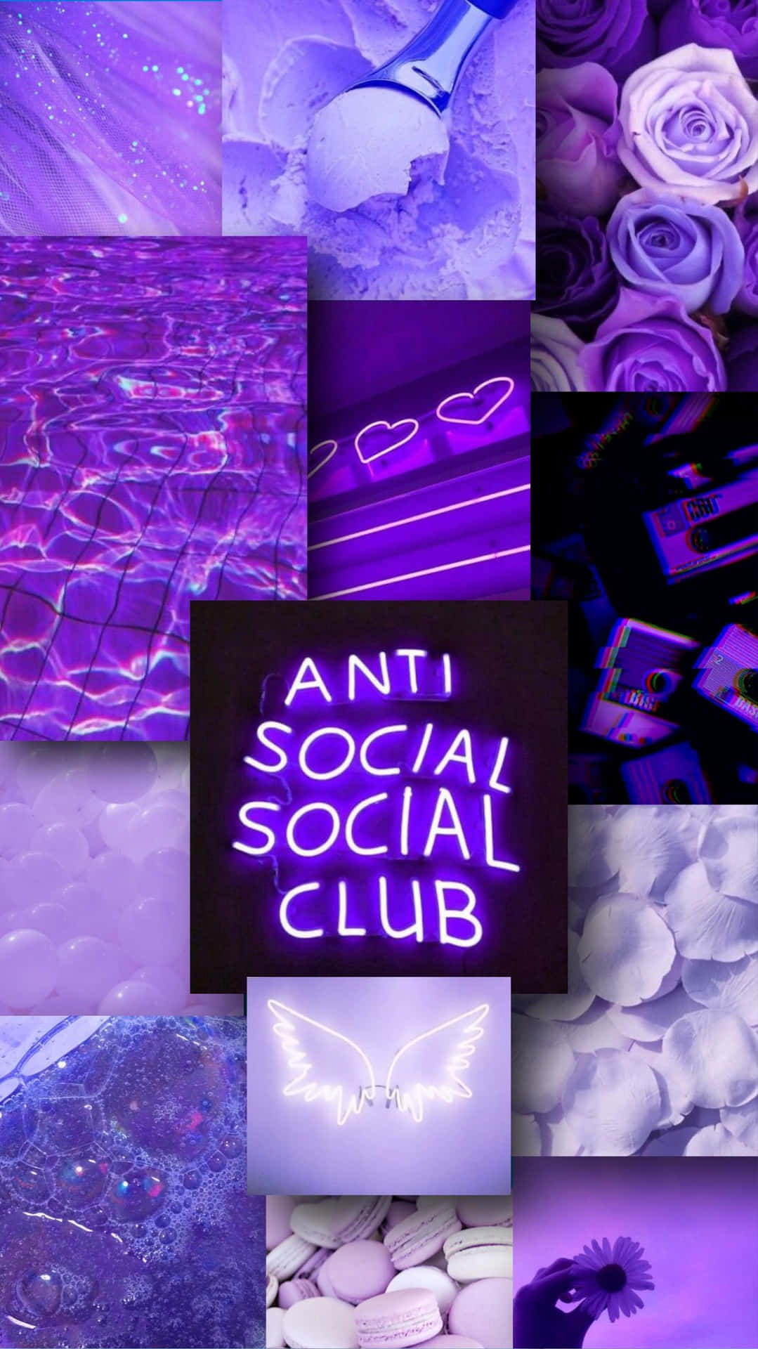 Lilaestetisk Anti Social Club Iphone-skrivbordsunderlägg. Wallpaper