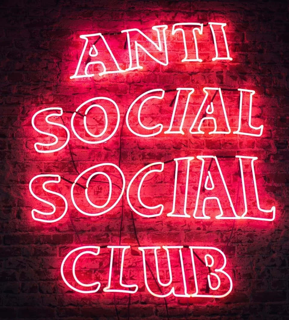 Skenetav Neonljus För Anti Social Club Till Iphone- Bakgrundsbild. Wallpaper