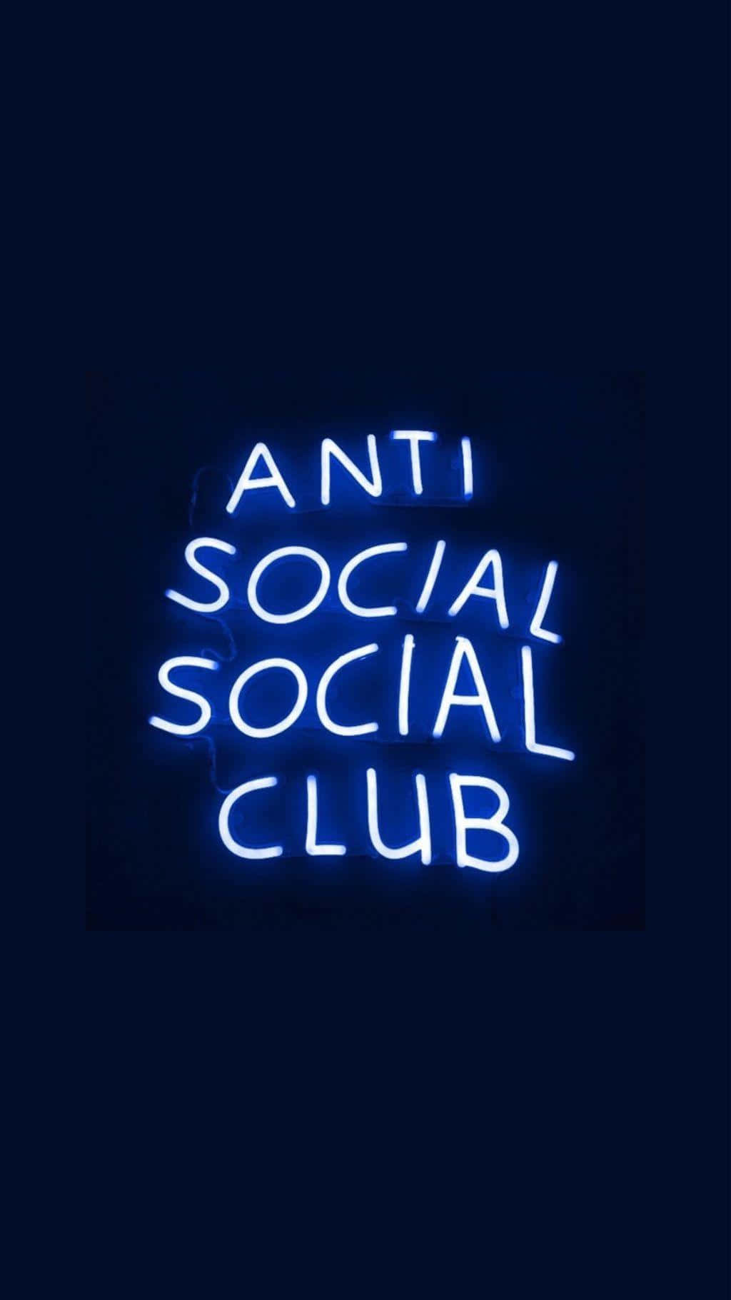 Anti Social Club iPhone Neon Blue Skilte Tapet Wallpaper