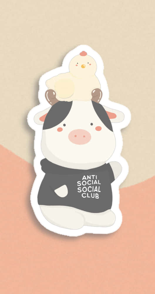 Cow Wearing Anti Social Club Iphone Wallpaper