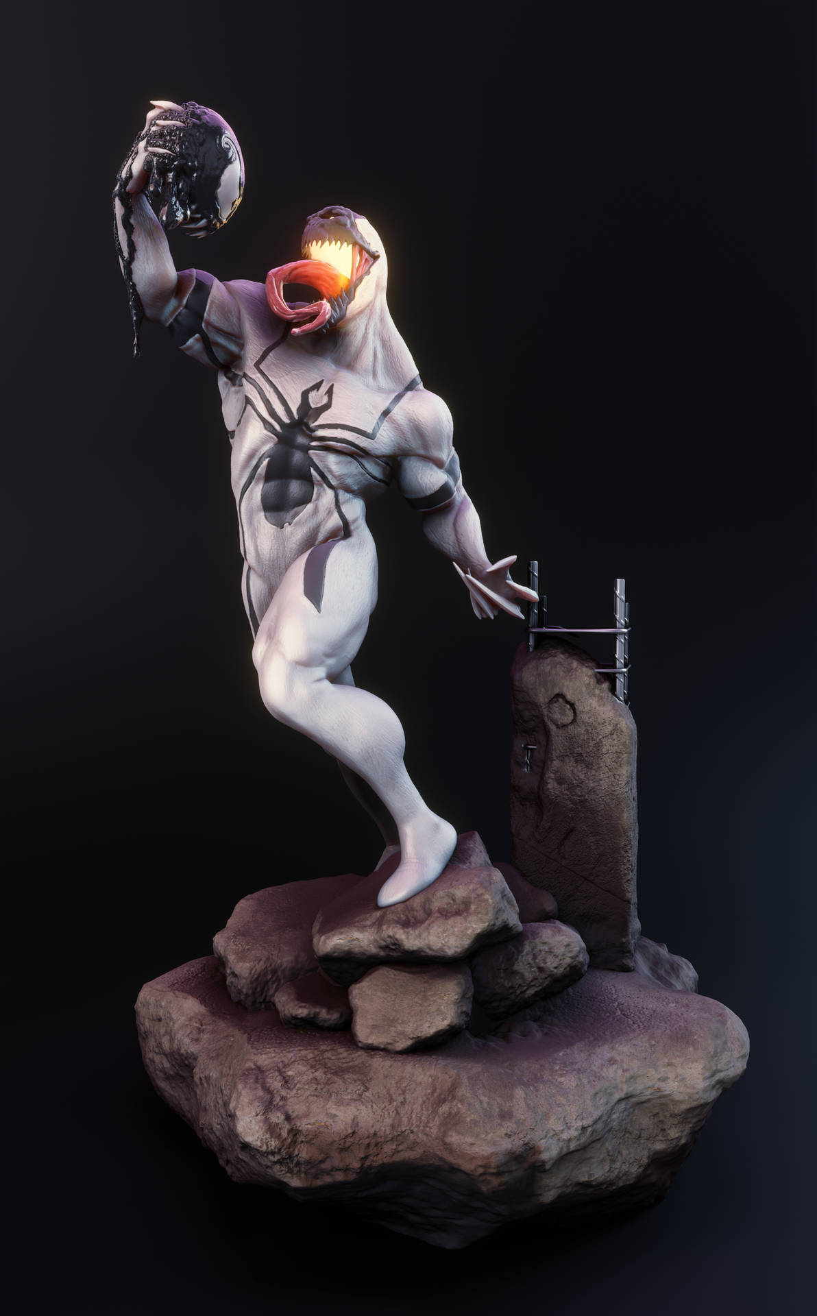 Tremendous Anti-Venom Statue Displaying Dominance Wallpaper