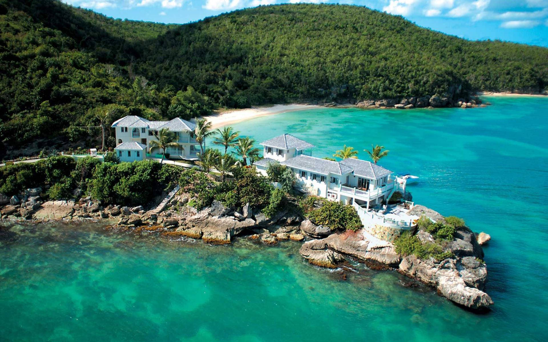 Scenic Antigua Caribbean Vacation House Wallpaper