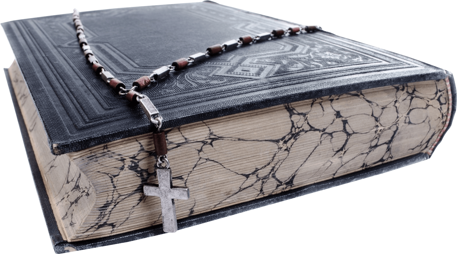 Antique Biblewith Rosary PNG