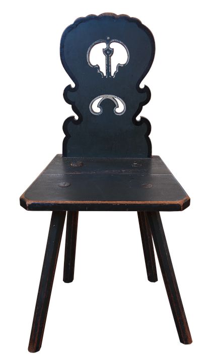 Antique Blue Wooden Chair PNG