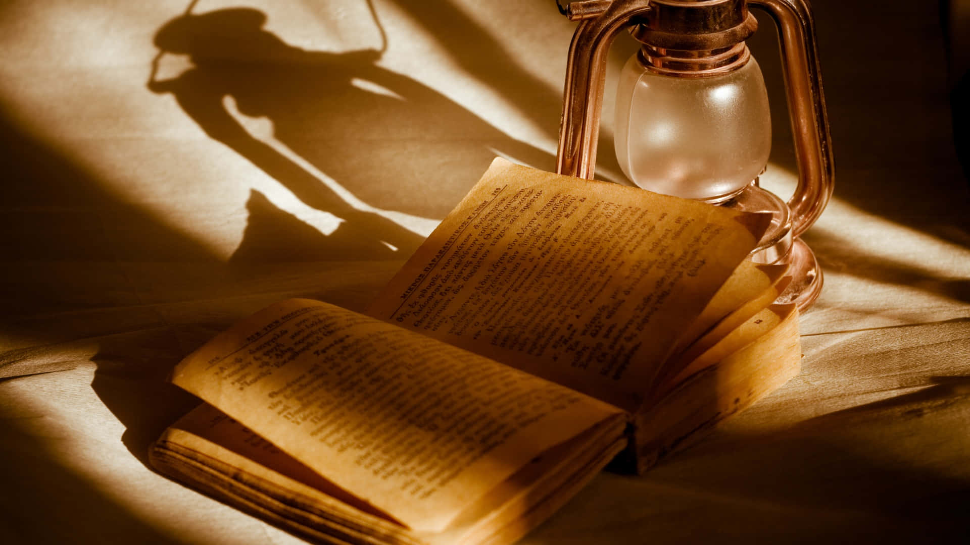 Antique Book And Lantern Wallpaper