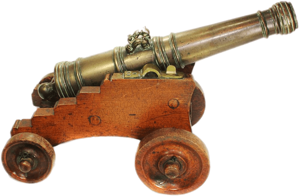 Antique Brass Cannon Model PNG