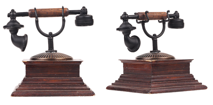 Antique Brass Telephoneson Stands PNG