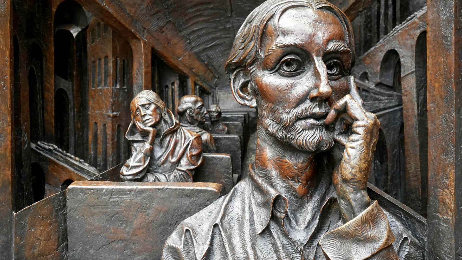 Antique Bronze Sculpture Art Wallpaper