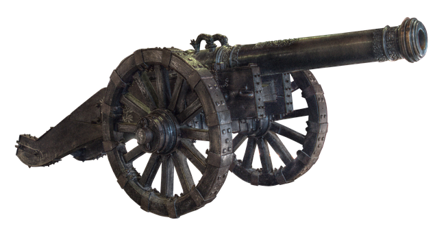 Antique_ Cannon_ Isolated_on_ Black_ Background PNG
