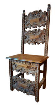 Antique Carved Wooden Chair PNG