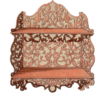 Antique Carved Wooden Wall Shelf PNG