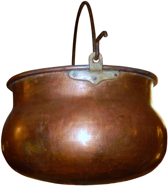 Antique Copper Cauldron PNG