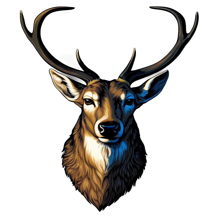 Antique Deer Head Print Png Yxq PNG