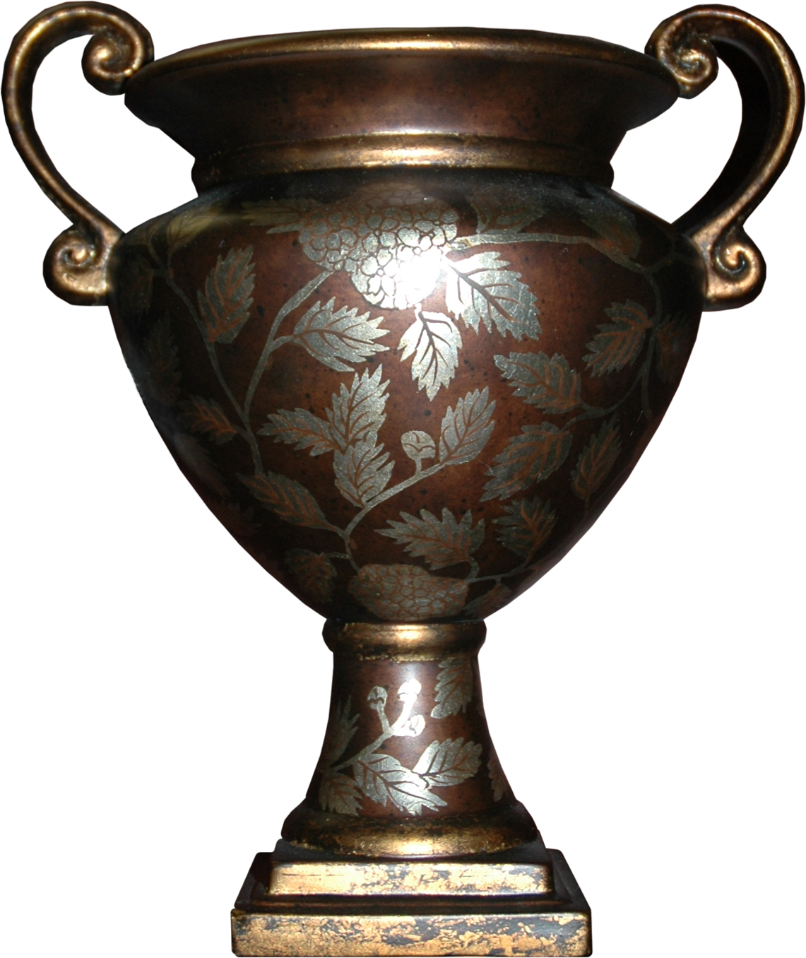 Antique Engraved Bronze Vase PNG