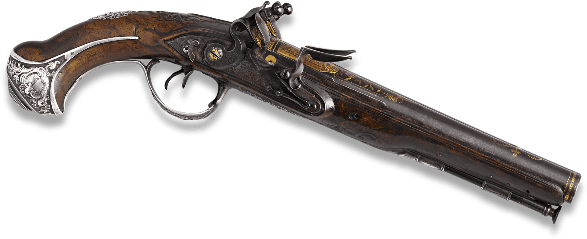 Antique Engraved Flintlock Shotgun PNG