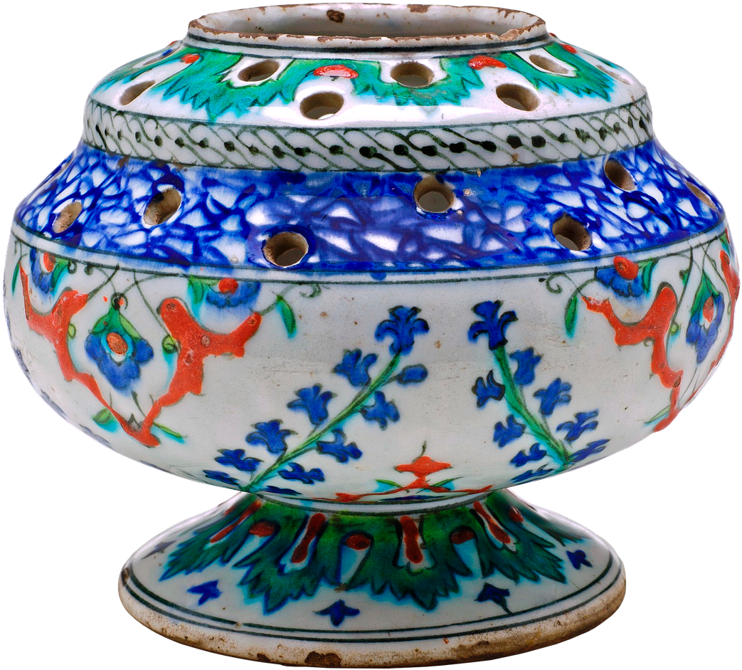Antique Floral Ceramic Vase PNG