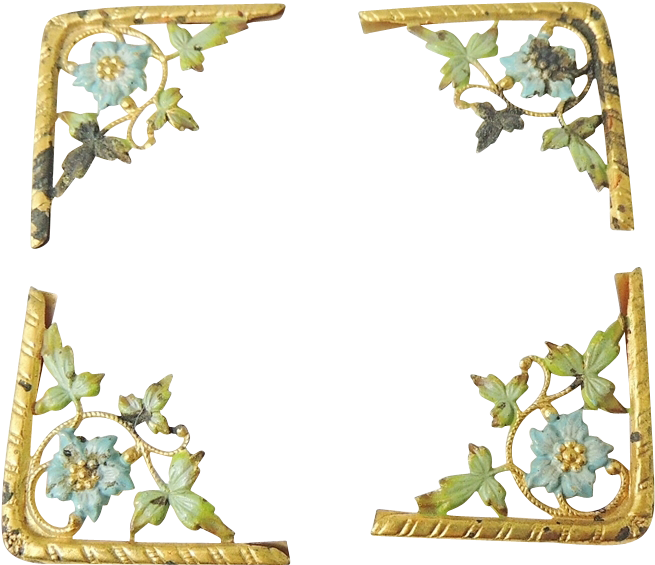 Antique Floral Corner Design Frame PNG