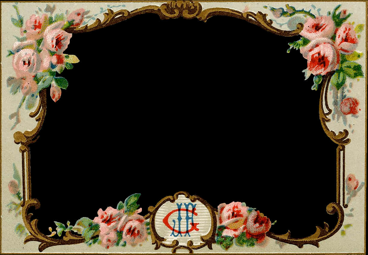 Download Antique Floral Framewith Monogram | Wallpapers.com