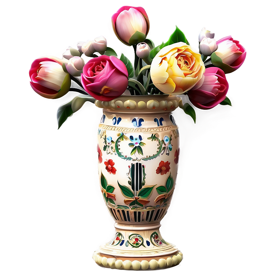 Antique Flower Vase Design Png 06122024 PNG