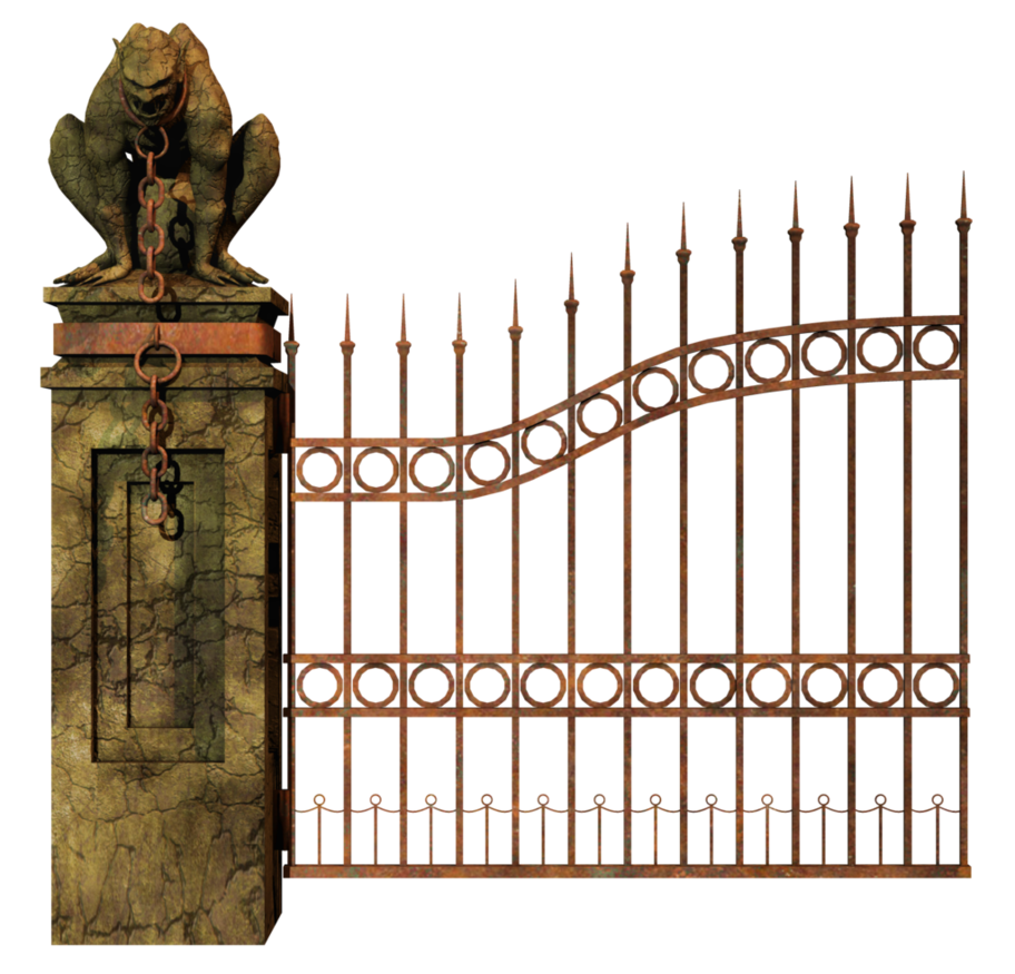Antique Gargoyle Gate Design PNG