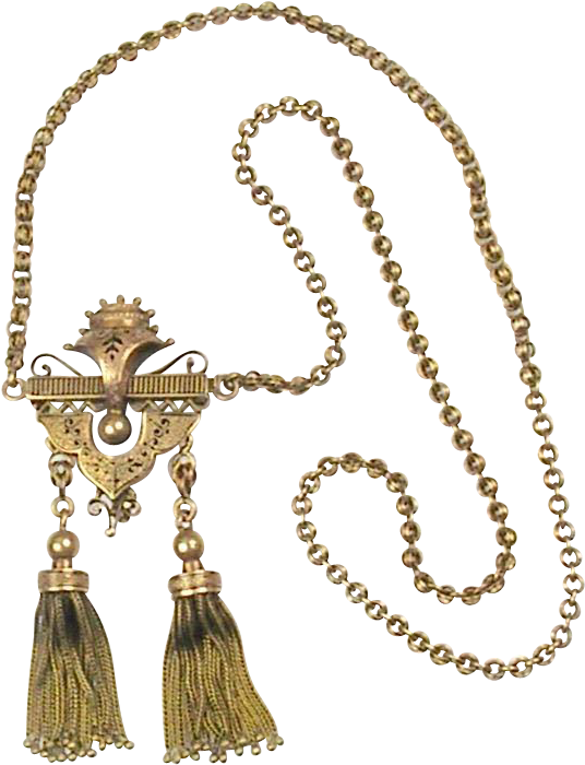 Antique Gold Tassel Necklace PNG