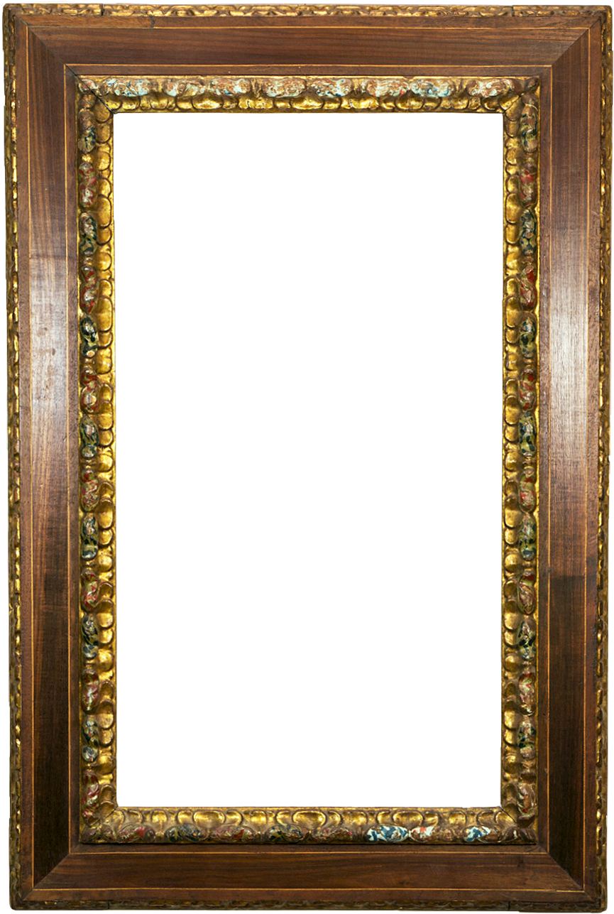 Antique Golden Floral Wooden Frame PNG