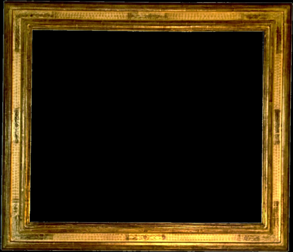 Antique Golden Frame Black Background PNG