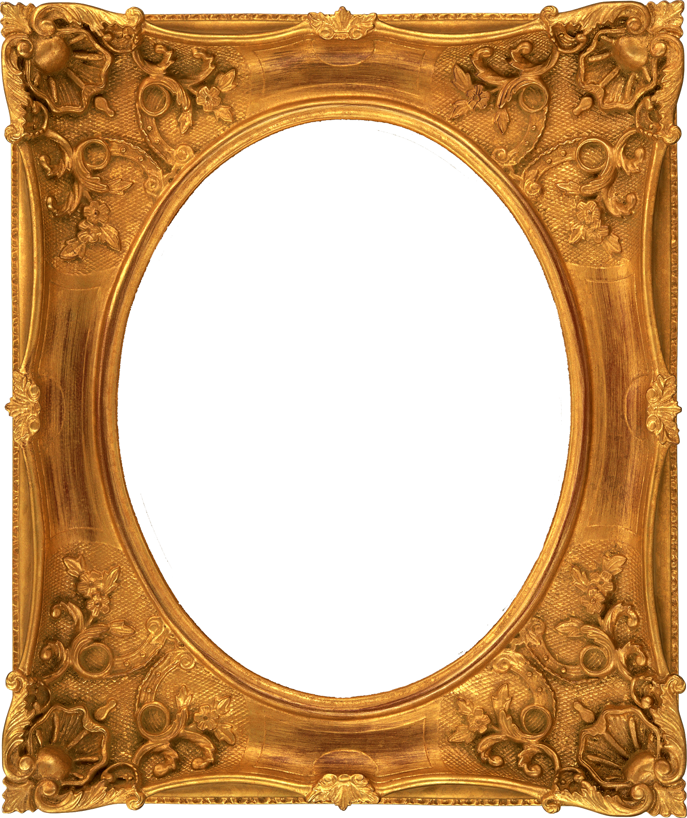 Antique Golden Oval Frame PNG