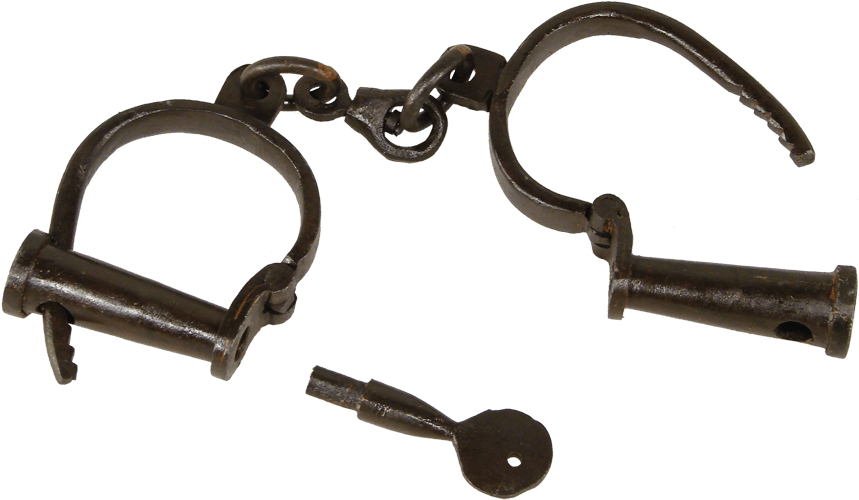 Antique Handcuffsand Key PNG