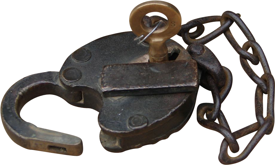 Antique Handcuffswith Keyand Chain.png PNG